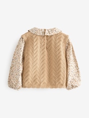 Ecru Marl Mock Layer 100% Cotton Jumper (3mths-7yrs) - Image 8 of 8