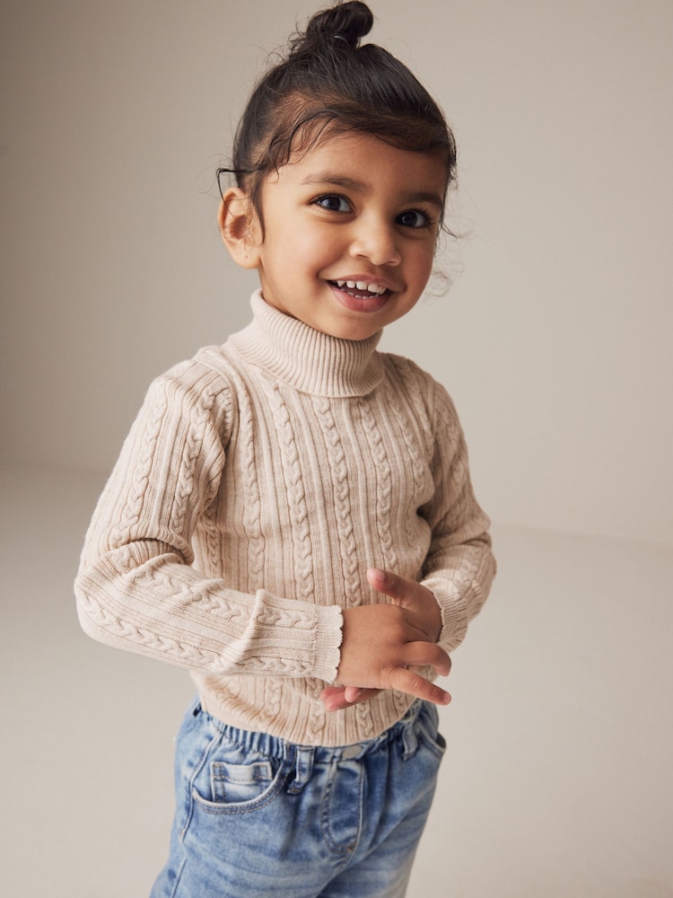 Oatmeal Roll Neck Cardigan (3mths-10yrs) - Image 1 of 6 Oatmeal Roll Neck Cardigan (3mths-10yrs) - Image 1 of 6