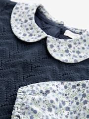 Navy Blue Mock Layer 100% Cotton Jumper (3mths-7yrs) - Image 3 of 3