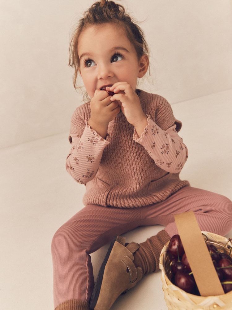 rožnata - Pletena tabarda 3 Pieces Set (3mths-7yrs) - Slika 2 iz 10