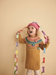 Ochre Yellow Fairisle Pattern Jumper Dress (3mths-7yrs) - Image 1 of 3