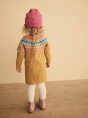 Ochre Yellow Fairisle Pattern Jumper Dress (3mths-7yrs) - Image 2 of 3