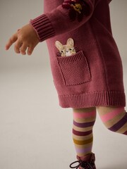 Berry Hooded Character Jumper Dress & Tights Set (3mths-7yrs) - Image 5 of 5