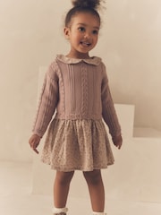 Pink - 2-in-1-Langarm-Strickpullover und Kleid mit Kragen aus 100 % Baumwolle (3 Monate bis 10 Jahre) - Bild 1 von 8