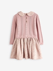 Pink - 2-in-1-Langarm-Strickpullover und Kleid mit Kragen aus 100 % Baumwolle (3 Monate bis 10 Jahre) - Bild 6 von 8