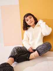 Ecru Cream Fluffy Hoodie (3-16yrs) - Image 2 of 9