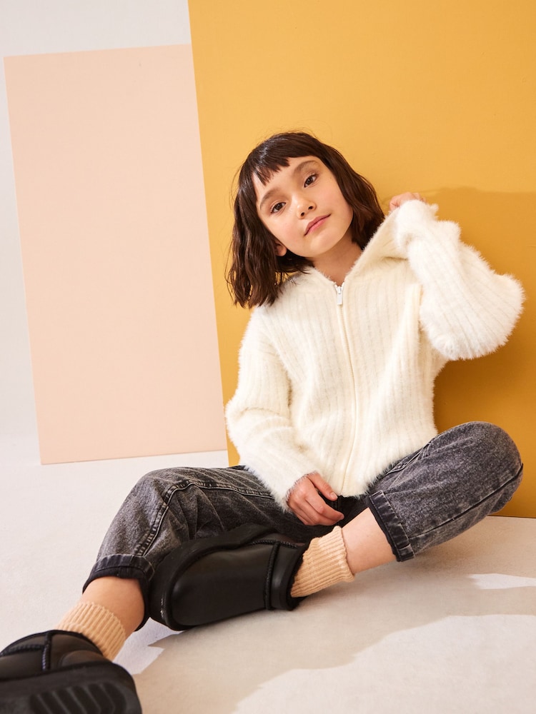Ecru Cream Fluffy Hoodie (3-16yrs) - Image 2 of 9