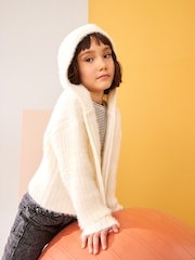 Ecru Cream Fluffy Hoodie (3-16yrs) - Image 3 of 9