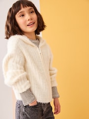 Ecru Cream Fluffy Hoodie (3-16yrs) - Image 4 of 9