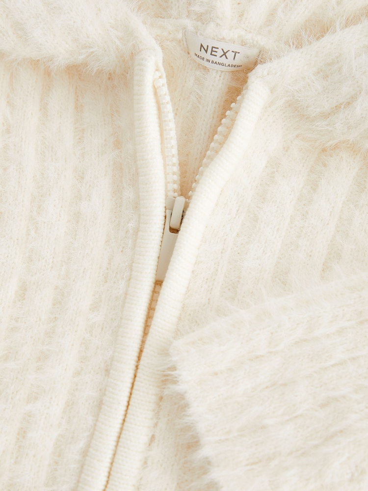 Ecru Cream Fluffy Hoodie (3-16yrs) - Image 9 of 9