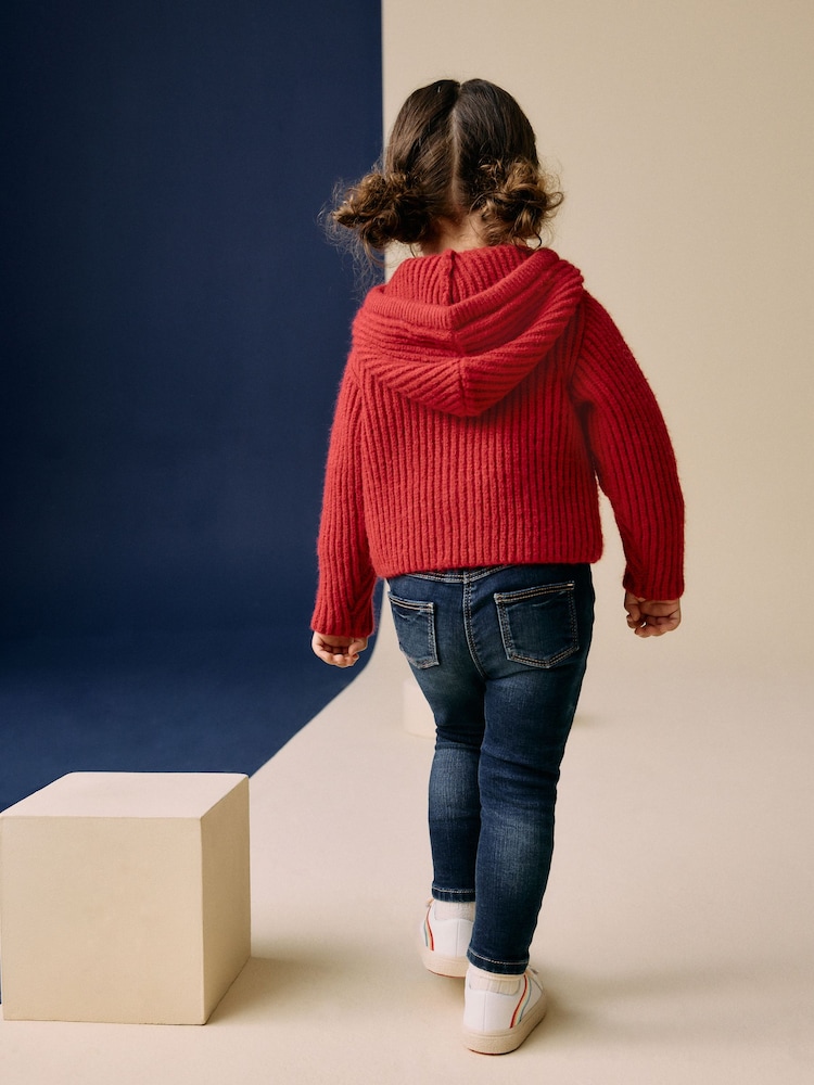 Red Hooded Cardigan (3mths-7yrs) - Image 2 of 3 Red Hooded Cardigan (3mths-7yrs) - Image 2 of 3