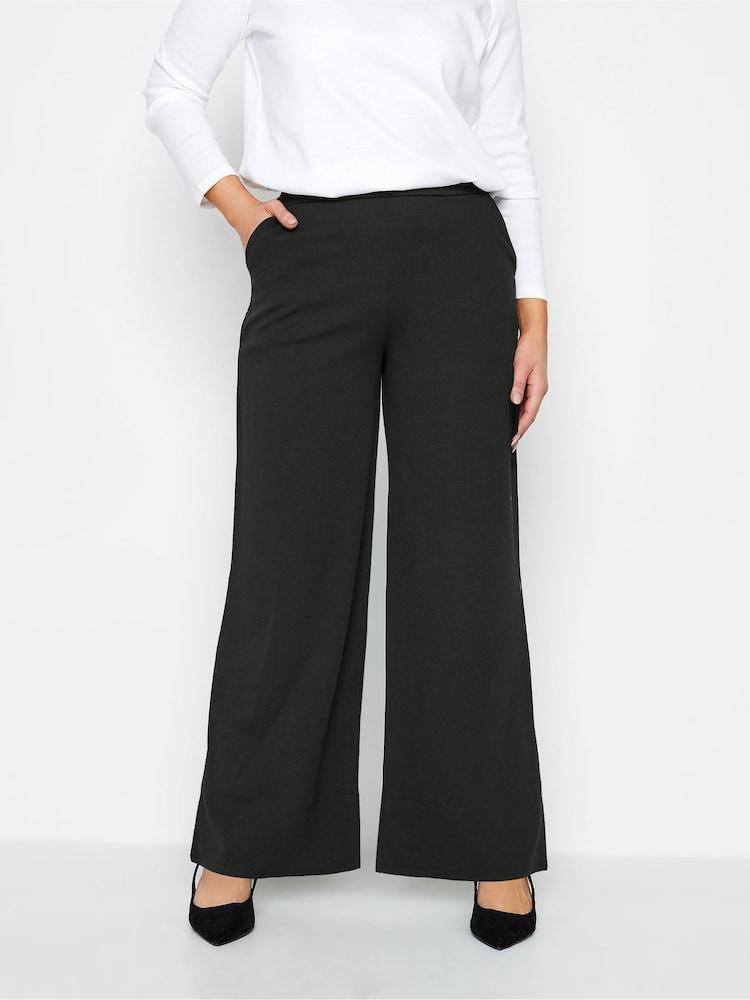 M&Co Black Stretch Scuba Wide Leg Trousers - Image 1 of 6