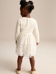 Ecru 2-in-1 Occasion Long Sleeve Knitted Jumper Dress (3mths-10yrs) - Image 2 of 10