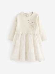 Ecru 2-in-1 Occasion Long Sleeve Knitted Jumper Dress (3mths-10yrs) - Image 5 of 10