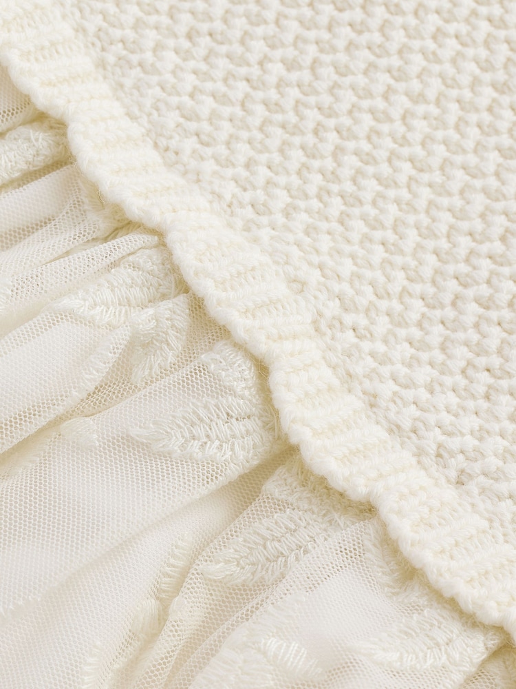 Ecru 2-in-1 Occasion Long Sleeve Knitted Jumper Dress (3mths-10yrs) - Image 7 of 10
