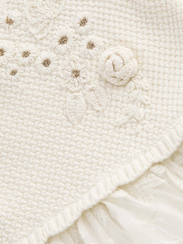 Ecru 2-in-1 Occasion Long Sleeve Knitted Jumper Dress (3mths-10yrs) - Image 9 of 10