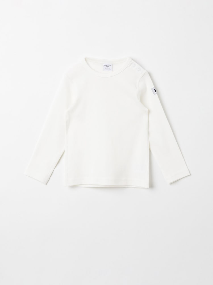 Polarn O. Pyret White Organic Cotton Long Sleeve Top - Image 1 of 2