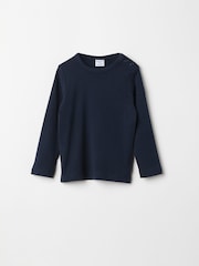 Polarn O. Pyret Blue Organic Cotton Long Sleeve Top - Image 1 of 3