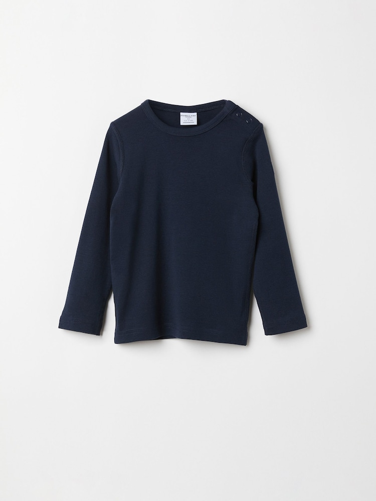 Polarn O. Pyret Blue Organic Cotton Long Sleeve Top - Image 1 of 3