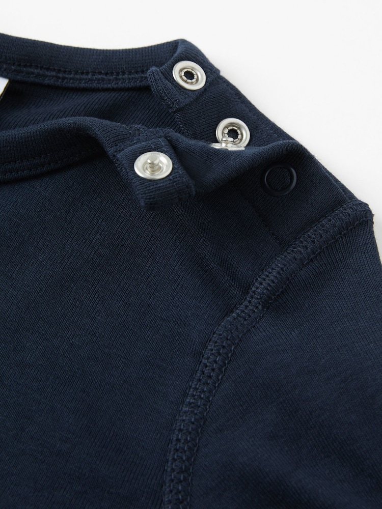 Polarn O. Pyret Blue Organic Cotton Long Sleeve Top - Image 2 of 3