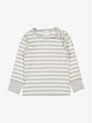 Polarn O. Pyret Grey Organic Cotton Striped Top - Image 1 of 2