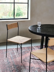 French Connection Black and Natural Woven Shlip Dining Chairs Set Of 2 - Image 1 of 7
