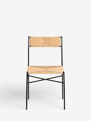 French Connection Black and Natural Woven Shlip Dining Chairs Set Of 2 - Image 3 of 7