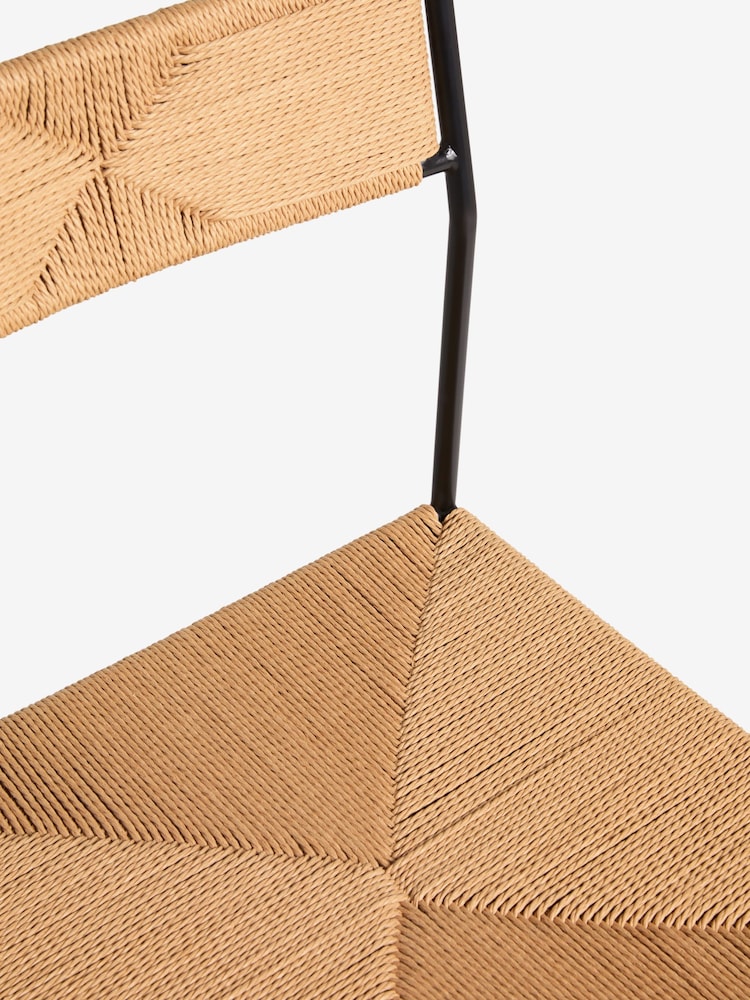 French Connection Black and Natural Woven Shlip Dining Chairs Set Of 2 - Image 7 of 7