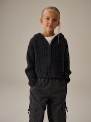 Charcoal Grey Fluffy Hoodie (3-16yrs) - Image 2 of 8