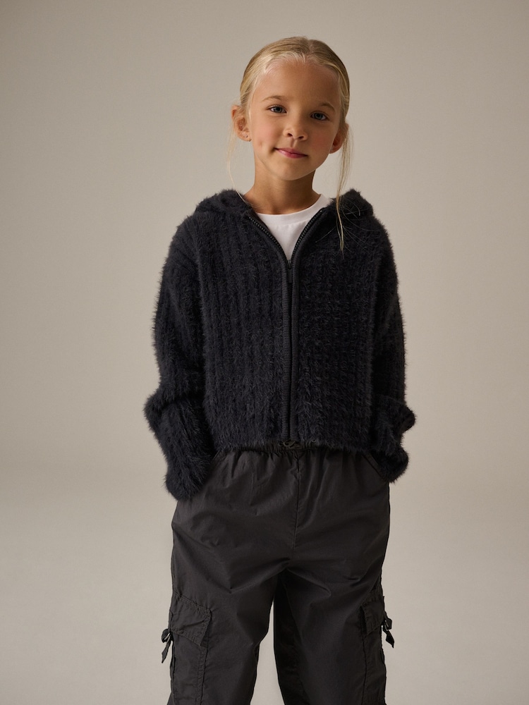 Charcoal Grey Fluffy Hoodie (3-16yrs) - Image 2 of 8 Charcoal Grey Fluffy Hoodie (3-16yrs) - Image 2 of 8