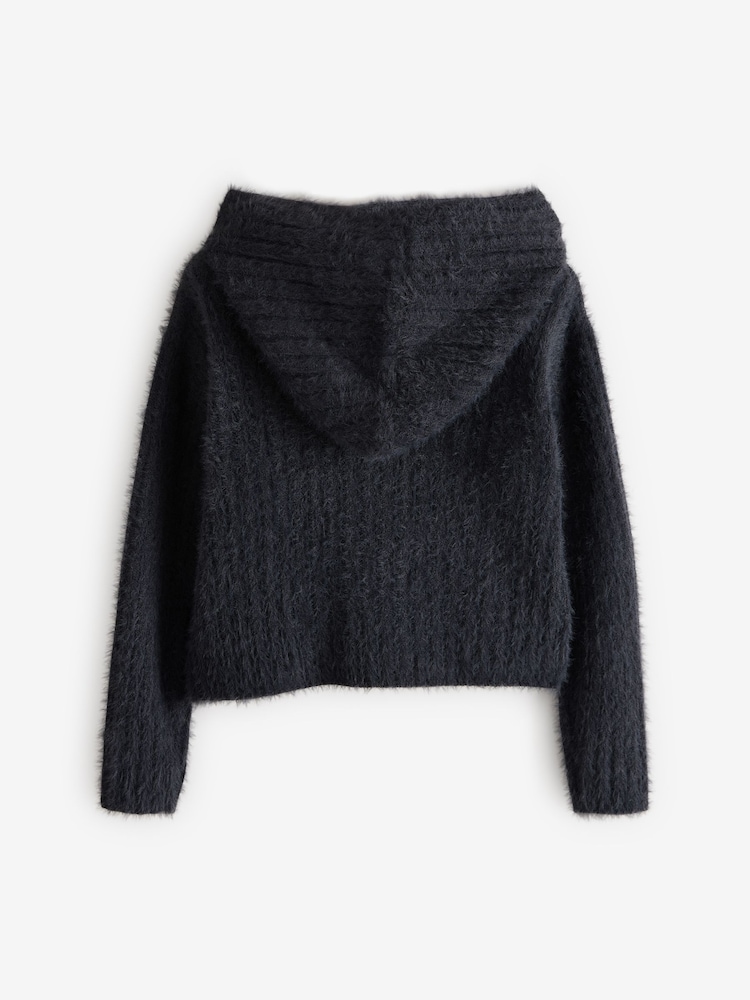Charcoal Grey Fluffy Hoodie (3-16yrs) - Image 6 of 8