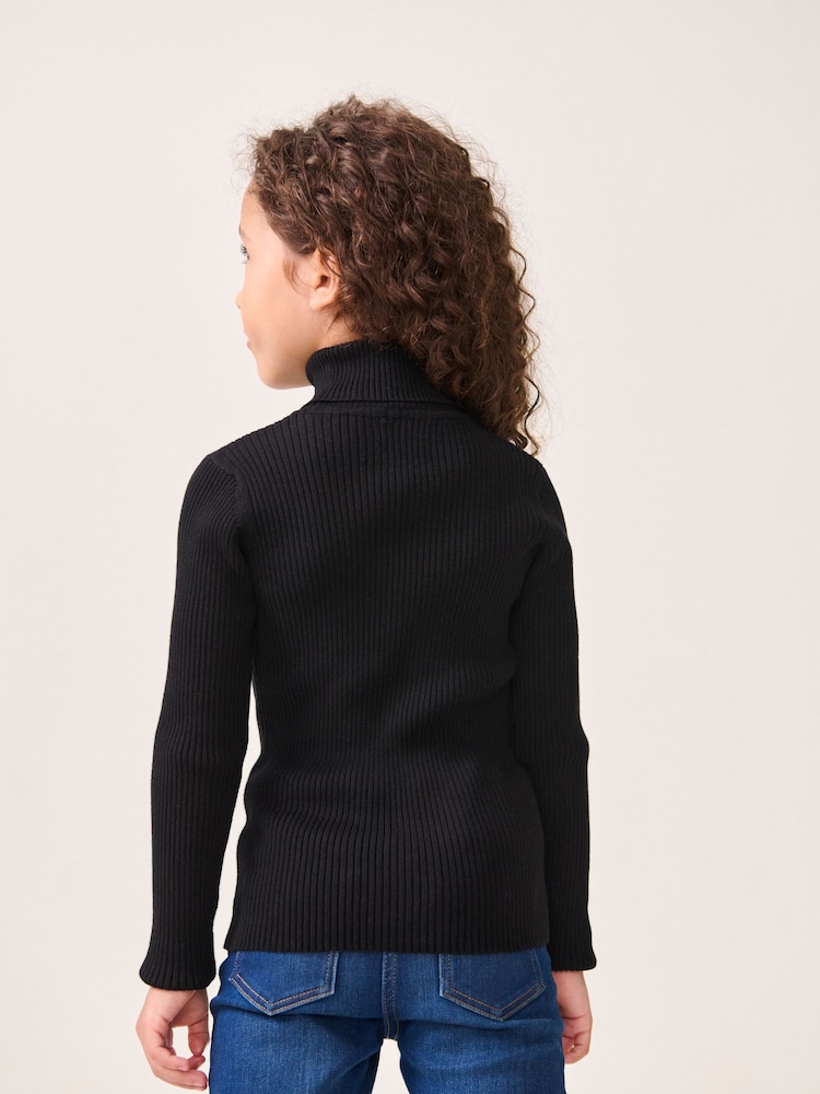 Black Roll Neck Jumper (3-16yrs) - Image 2 of 6 Black Roll Neck Jumper (3-16yrs) - Image 2 of 6