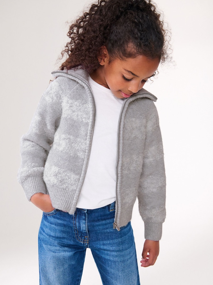 Grey Zip Thru Cardigan (3-16yrs) - Image 2 of 7 Grey Zip Thru Cardigan (3-16yrs) - Image 2 of 7