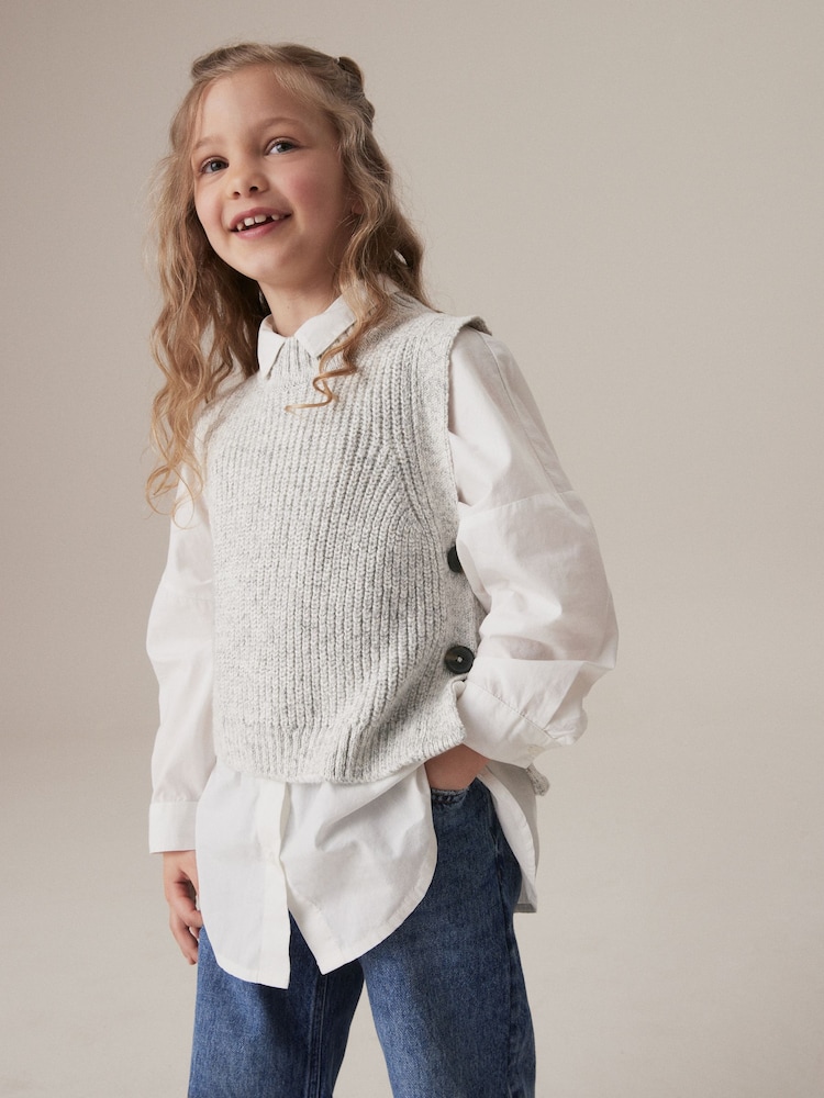 Grey Knitted Tank Top (3-16yrs) - Image 1 of 8