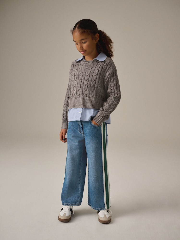 Grey Mock 100% Cotton Shirt Jumper (3-16yrs) - Image 1 of 3 Grey Mock 100% Cotton Shirt Jumper (3-16yrs) - Image 1 of 3