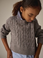 Grey Mock 100% Cotton Shirt Jumper (3-16yrs) - Image 2 of 3