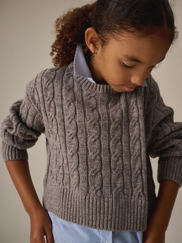 Grey Mock 100% Cotton Shirt Jumper (3-16yrs) - Image 2 of 3 Grey Mock 100% Cotton Shirt Jumper (3-16yrs) - Image 2 of 3