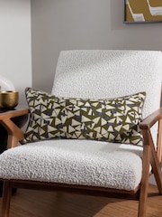 HÖEM Green City Geometric Piped Polyester Filled 100% Cotton Cushion - Image 1 of 5
