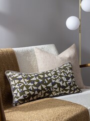 HÖEM Green City Geometric Piped Polyester Filled 100% Cotton Cushion - Image 2 of 5