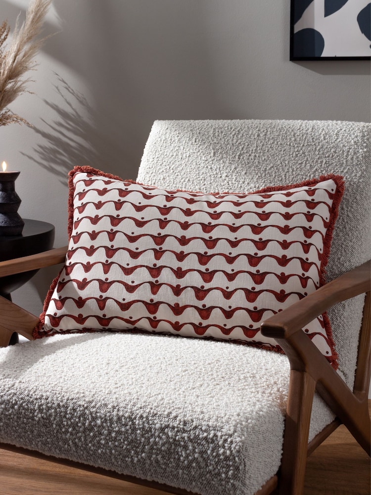 HÖEM Red Avery Geometric Polyester Filled 100% Cotton Cushion - Image 1 of 5 HÖEM Red Avery Geometric Polyester Filled 100% Cotton Cushion - Image 1 of 5