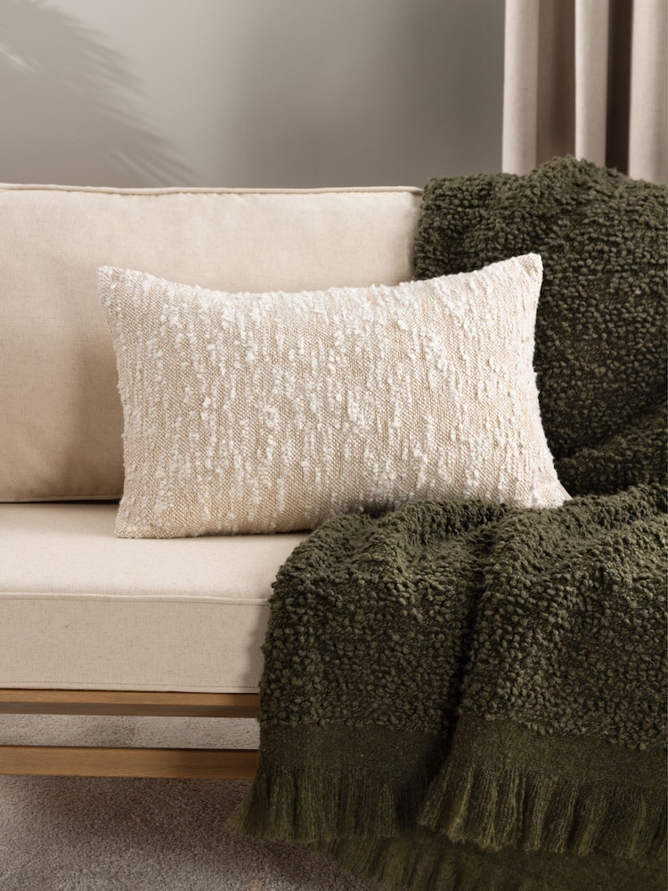 HÖEM Natural Eloise Boucle Polyester Filled 100% Cotton Cushion - Image 1 of 6