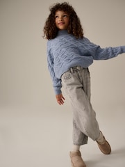 Blau - Kastiger Pullover mit Zopfmuster (3–16 J.) - Bild 2 von 8