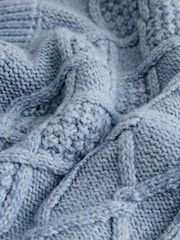 Blau - Kastiger Pullover mit Zopfmuster (3–16 J.) - Bild 5 von 8