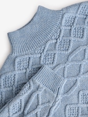 Blau - Kastiger Pullover mit Zopfmuster (3–16 J.) - Bild 8 von 8