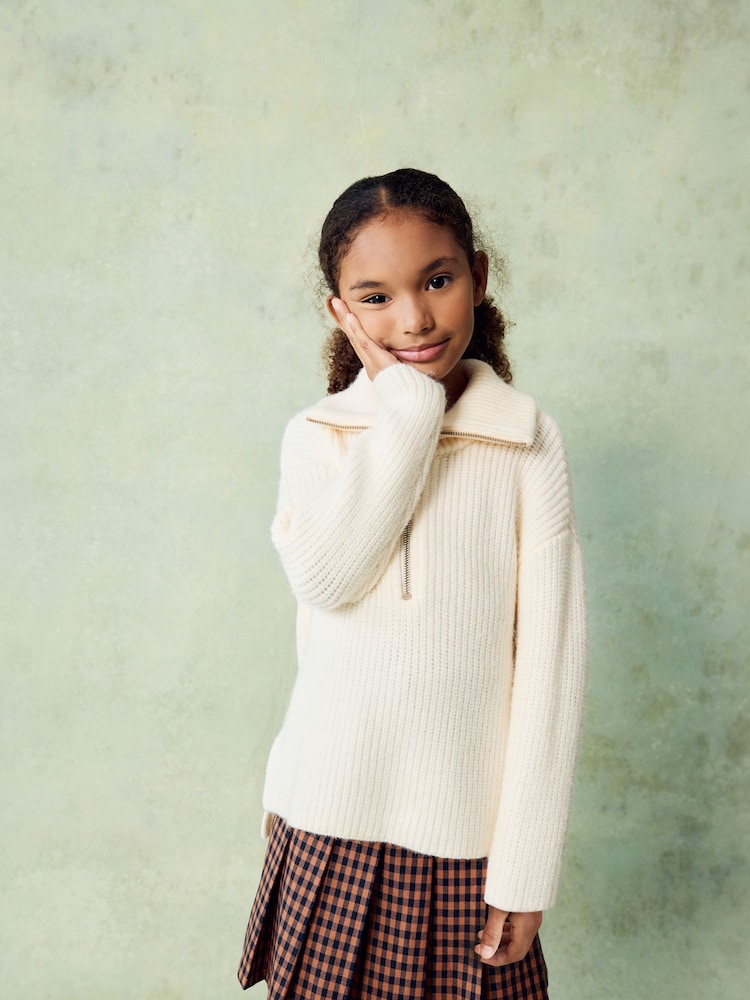 Ecru Creme - Pullover mit Reißverschluss (3-16 Jahre) - Bild 1 von 8