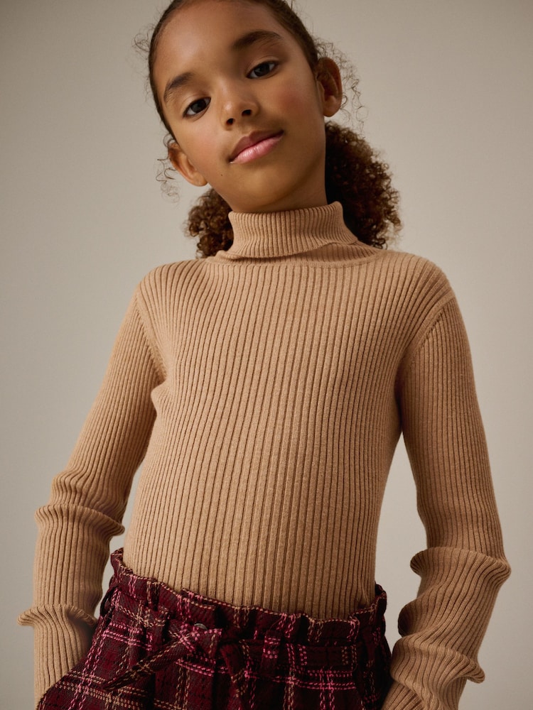 Tan Brown Roll Neck Jumper (3-16yrs) - Image 1 of 7