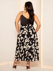 Curves Like These Black Geo Print Wrap Midi Skirt - Image 4 of 4
