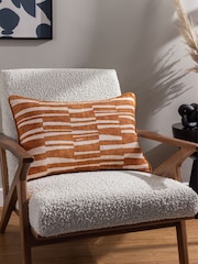 HÖEM Brown Piper Abstract Piped Polyester Filled 100% Cotton Cushion - Image 1 of 7