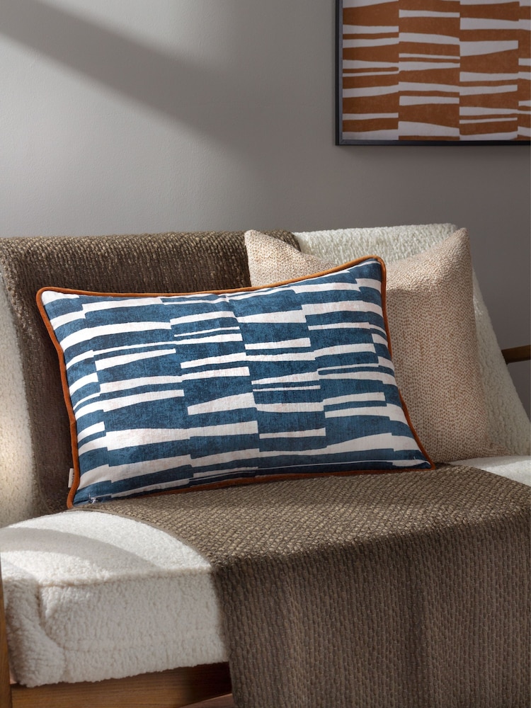 HÖEM Brown Piper Abstract Piped Polyester Filled 100% Cotton Cushion - Image 2 of 7