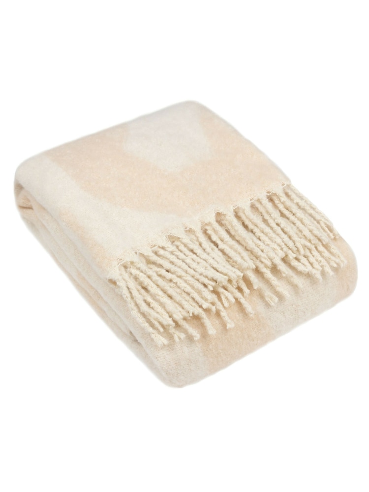 HÖEM Cream Meta Jacquard Tasselled Throw - Image 1 of 3